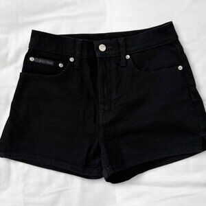 black calvin klein denim high rise mini shorts